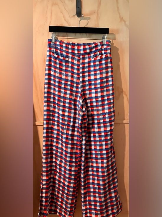 Anthropologie Pants - Maeve Wide-Leg French Plaid Pants in Red, White & Blue Size US 6